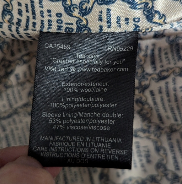 Ted Baker Wool Herringbone Blazer Women’s Brown Tweed Elbow Patch Jacket 2 - Picture 9 of 11